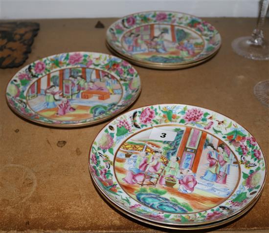 A set of five Canton plates
